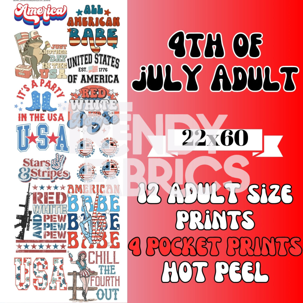 Adult Fourth of July Pre-Made Gang Sheet Trendy Fabrics
