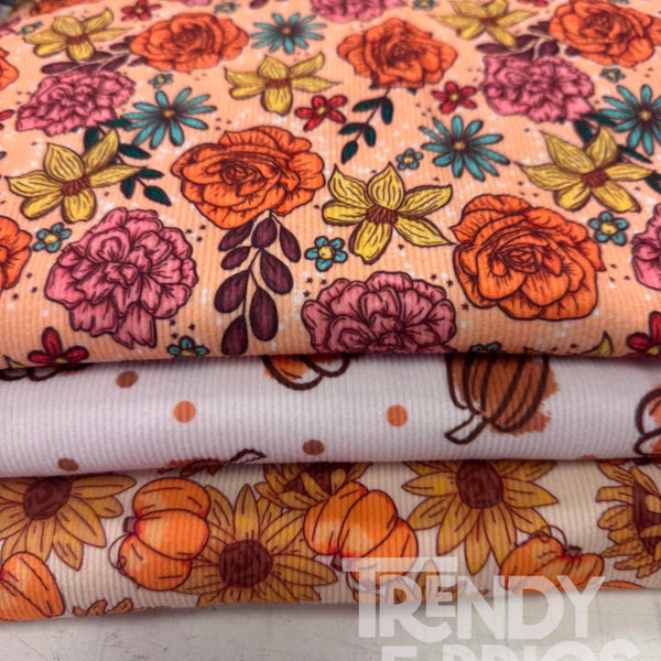 Fall Roses 2x2 250 GSM Rib Knit