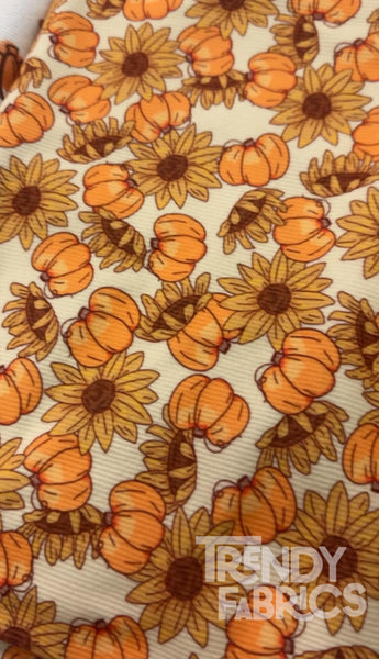Pumpkin Sun Flower 2x2 250 GSM Rib Knit
